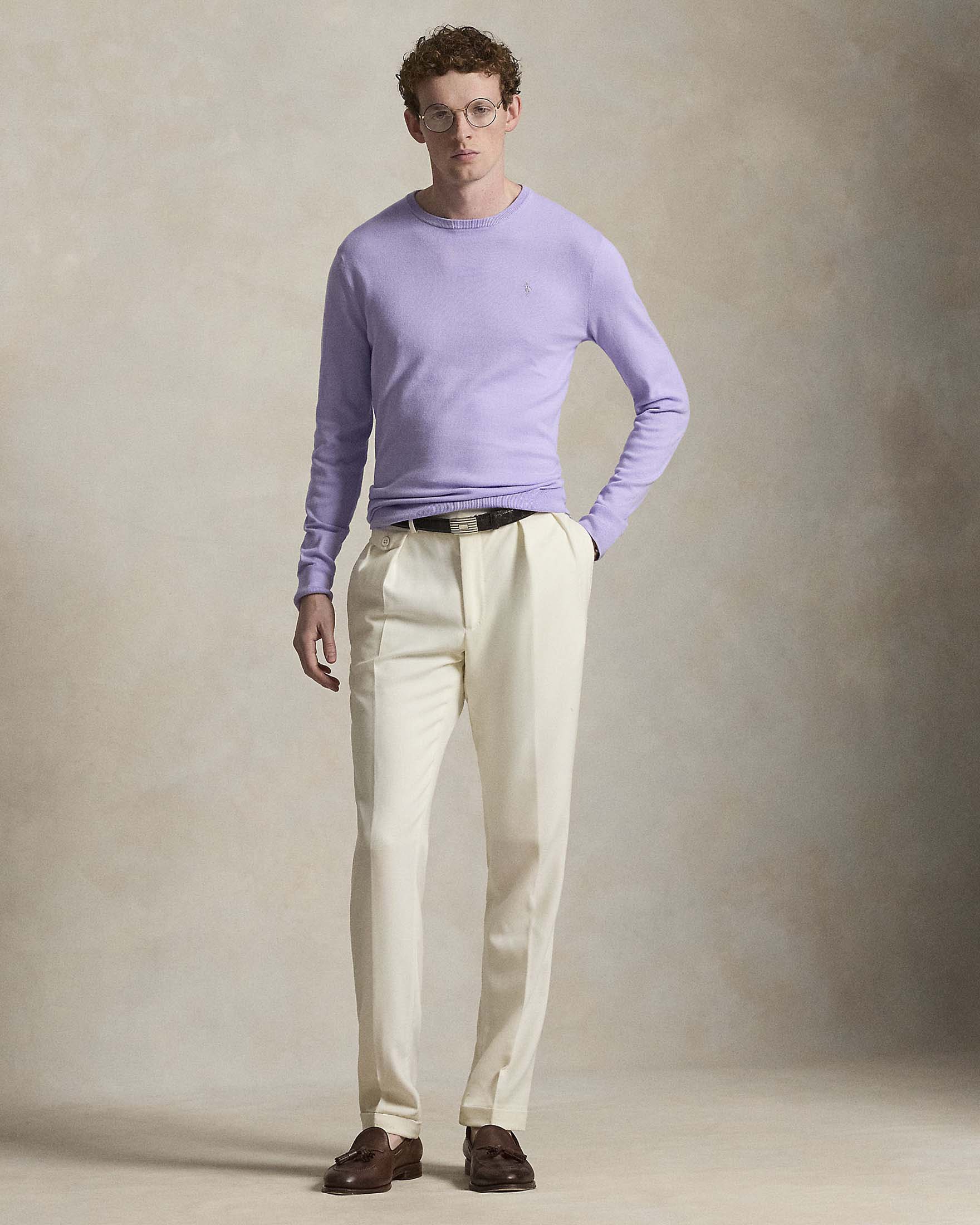 Maglioncino lilla girocollo Polo in pima cotton slim-fit