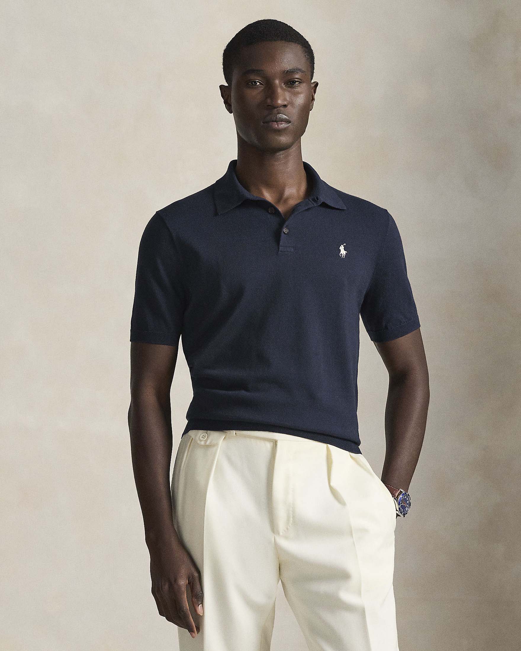 Polo blu in maglia di cotone Polo Ralph Lauren regular-fit image