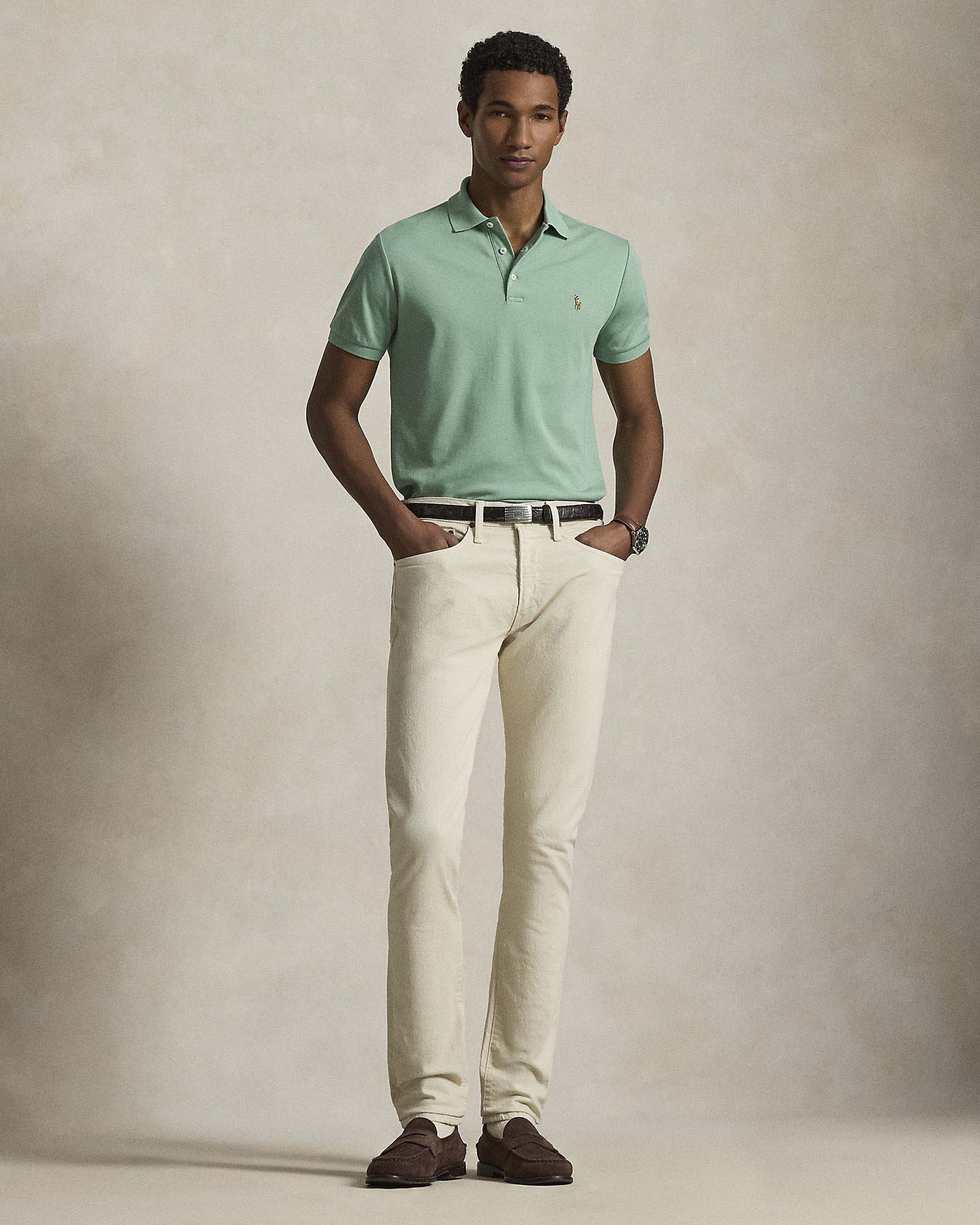 Polo verde menta mezza manica Polo Ralph Lauren in interlock di puro cotone