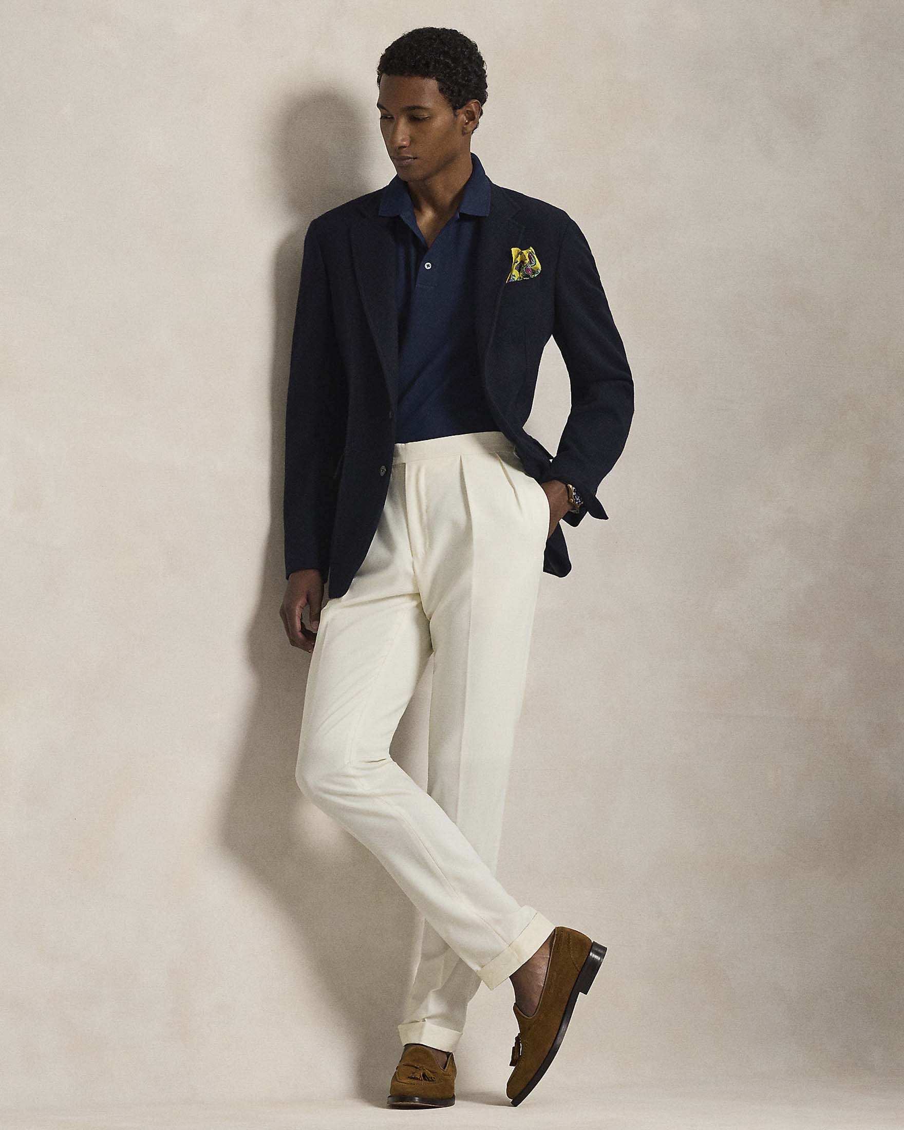 Polo blu mezza manica Polo in piquè di cotone stretch custom-slim fit