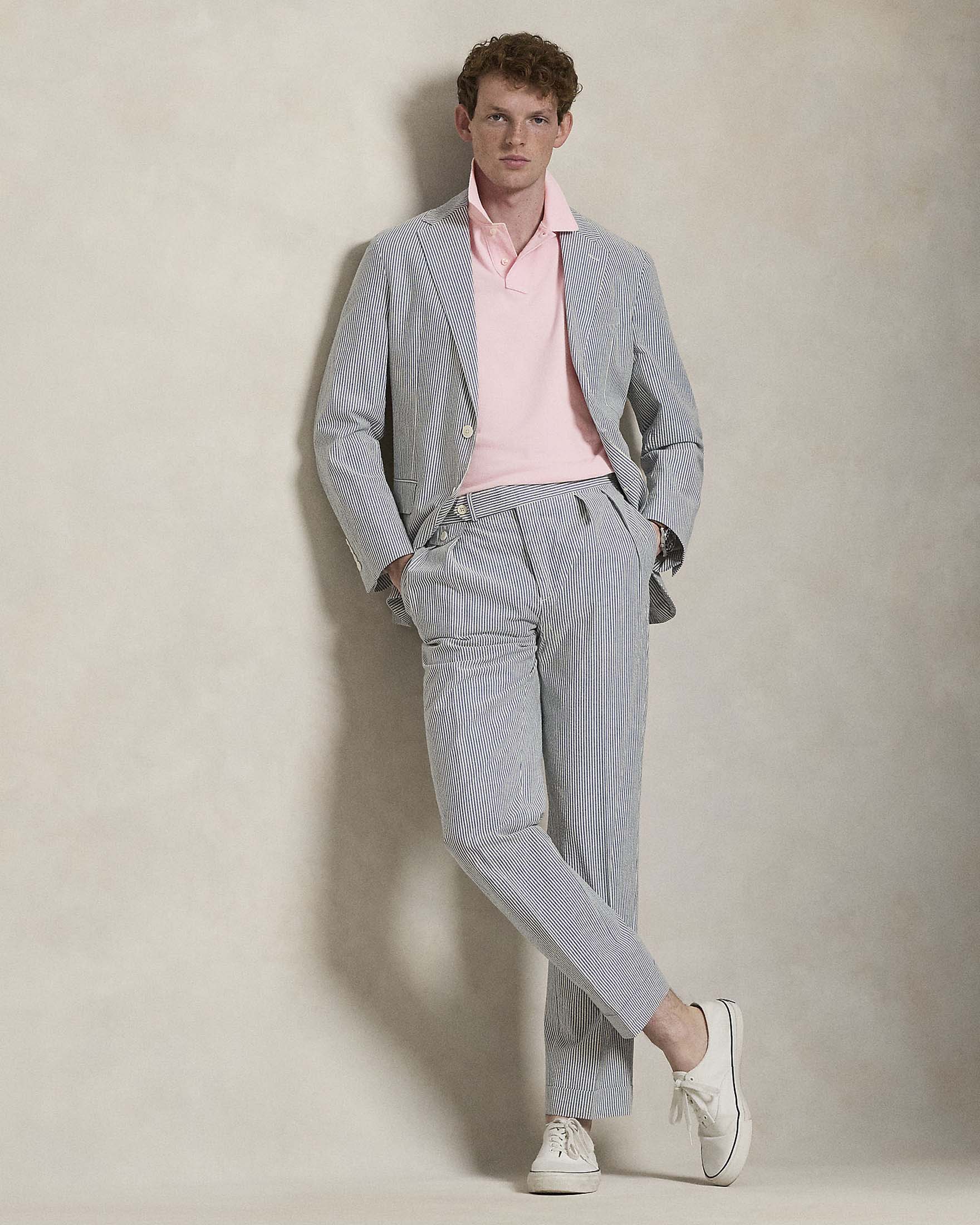 Polo rosa custom slim-fit mezza manica in piquè di puro cotone