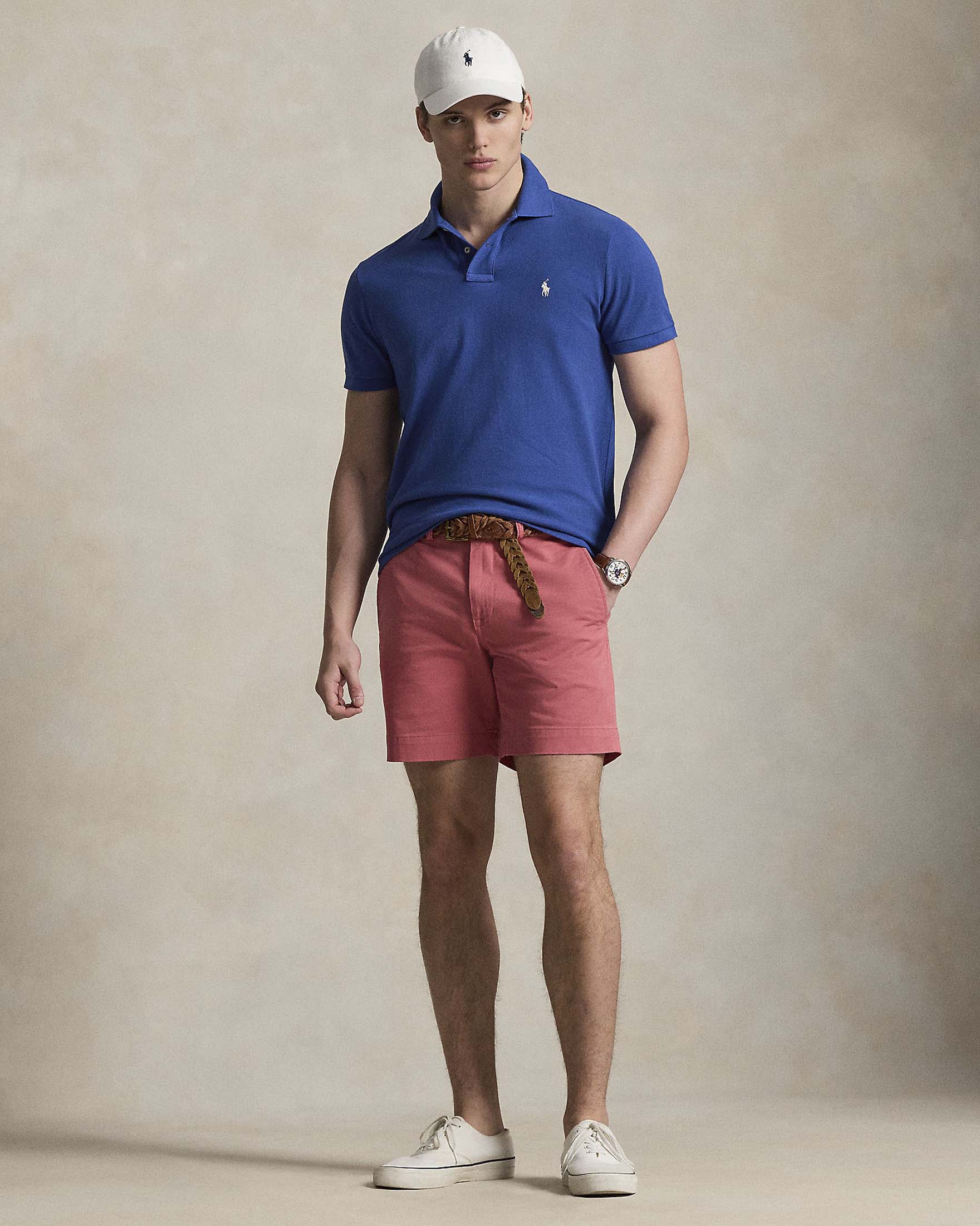 Polo blu indaco custom slim-fit mezza manica in piquè di puro cotone