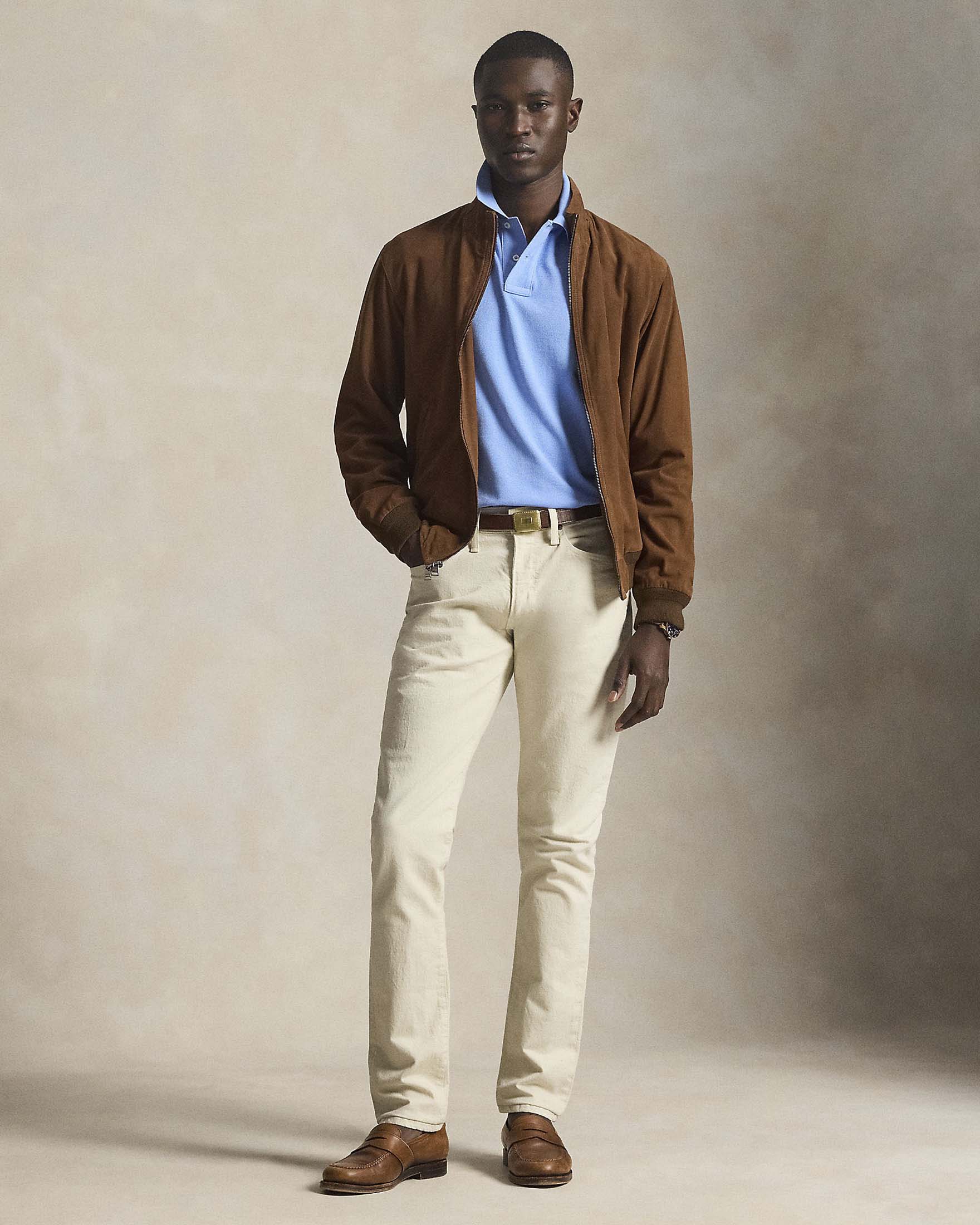 Polo azzurra custom slim-fit mezza manica in piquè di puro cotone