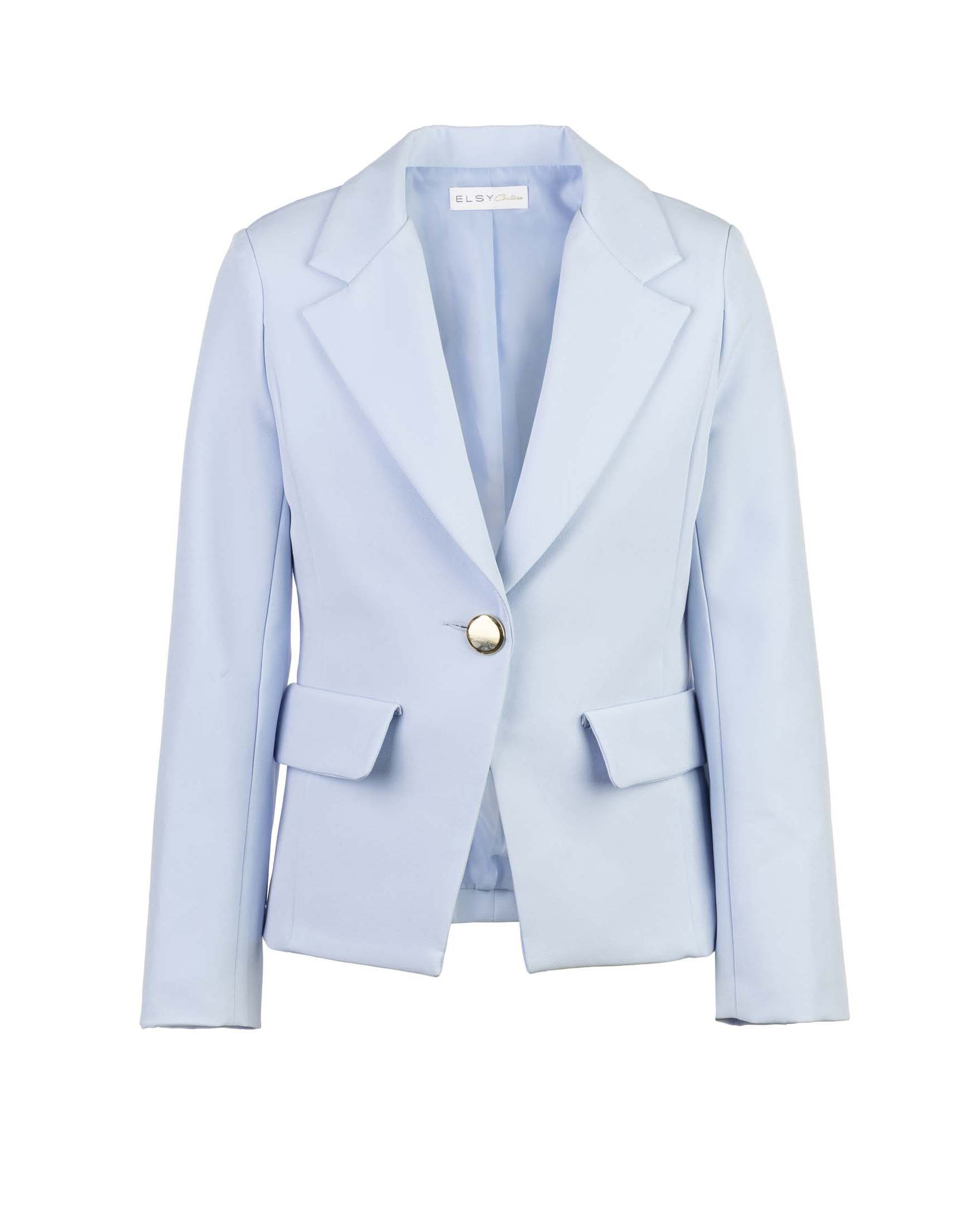 Blazer monopetto azzurro in cady