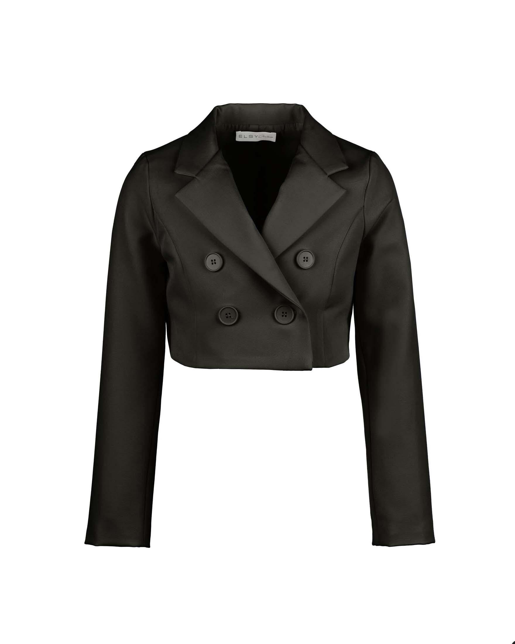 Blazer cropped nero doppio petto