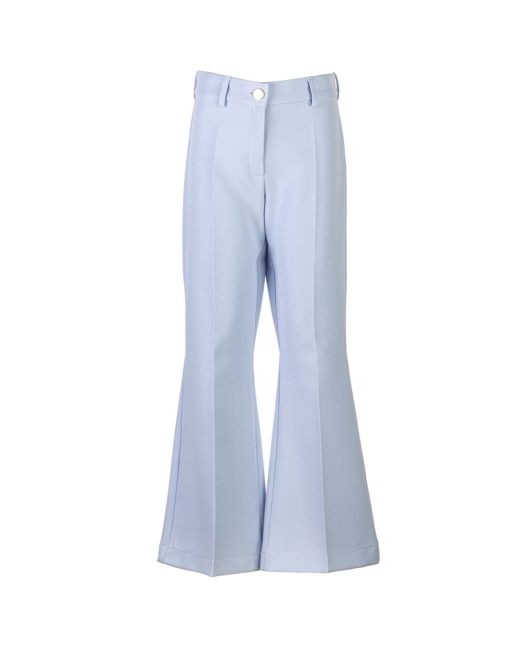 Pantalone flare Elsy azzurro in tessuto cady stretch