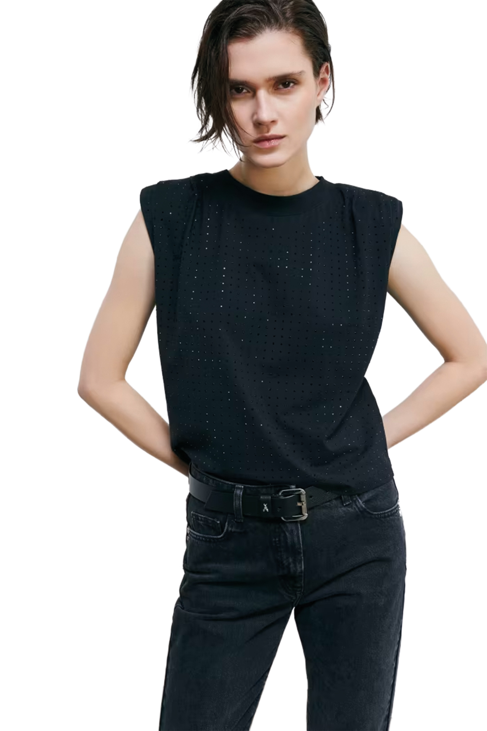 T-shirt in Cotone con Strass