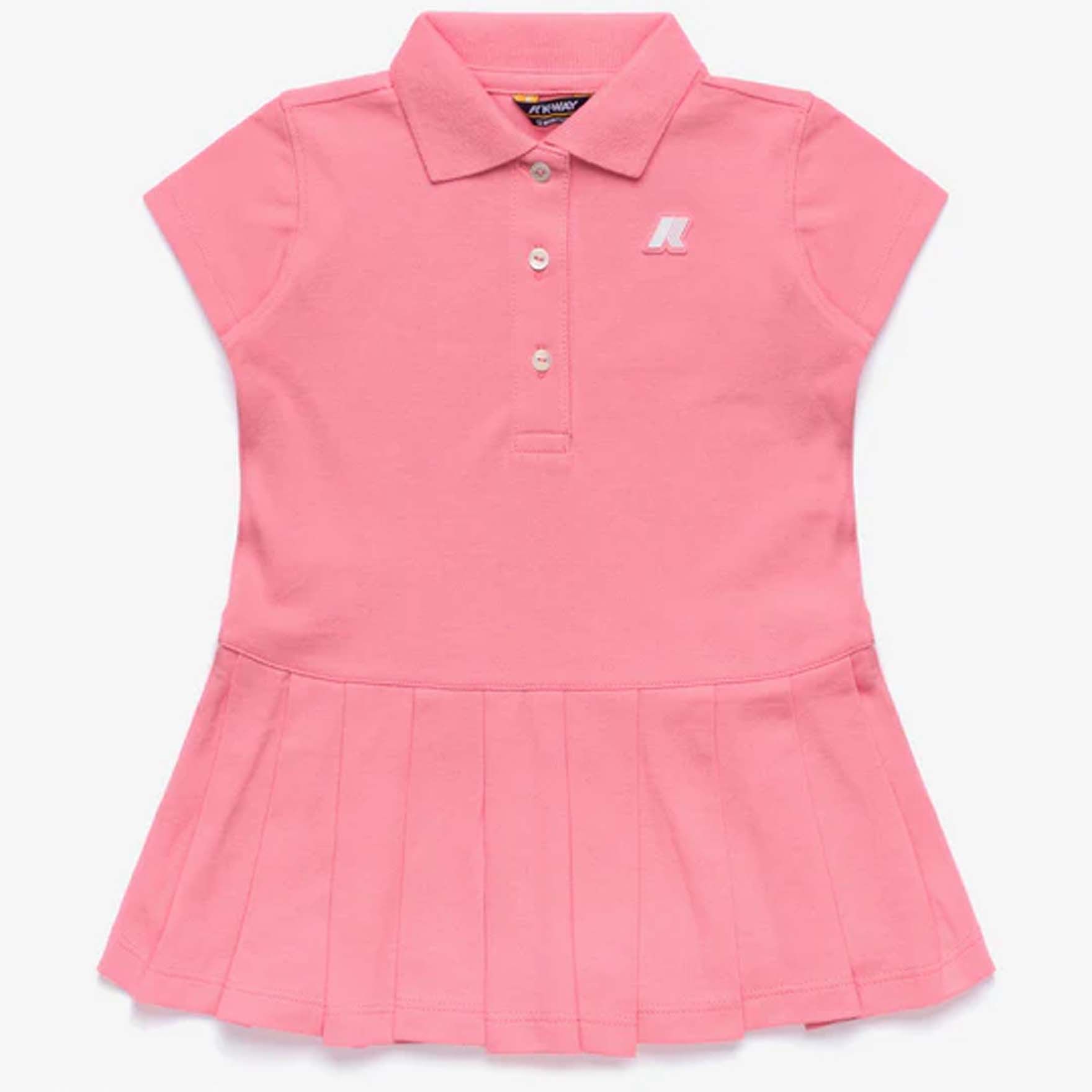 Abito K-Way rosa in piquet cotone stratch fit and flare