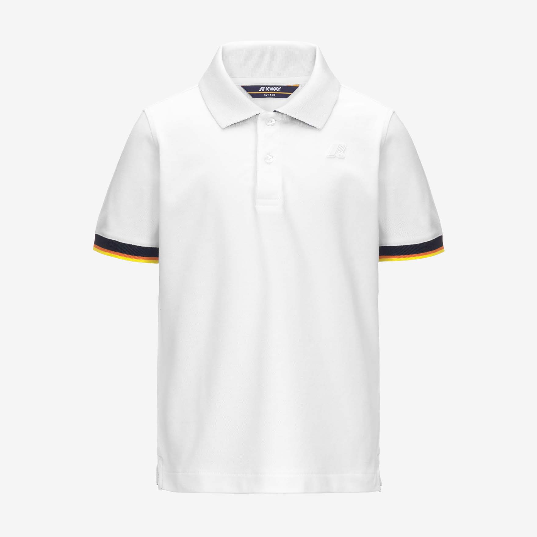 Polo bianca K-way mezza manica in piquè di cotone con bordi icon