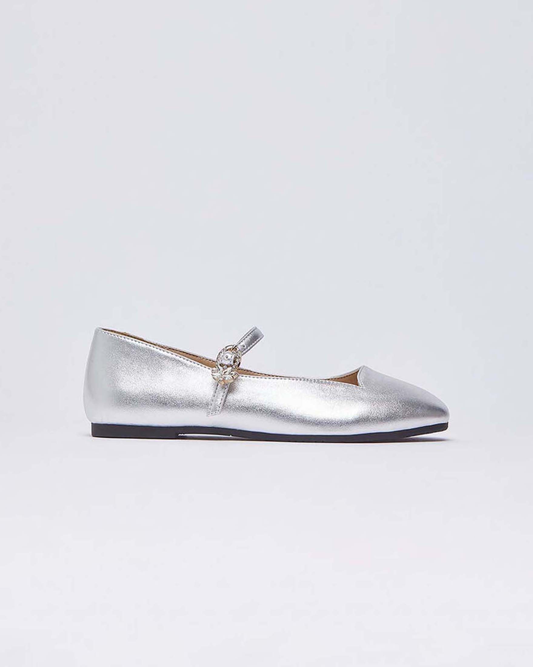 Ballerina Liu-Jo color argento metallizzato con dettaglio strass