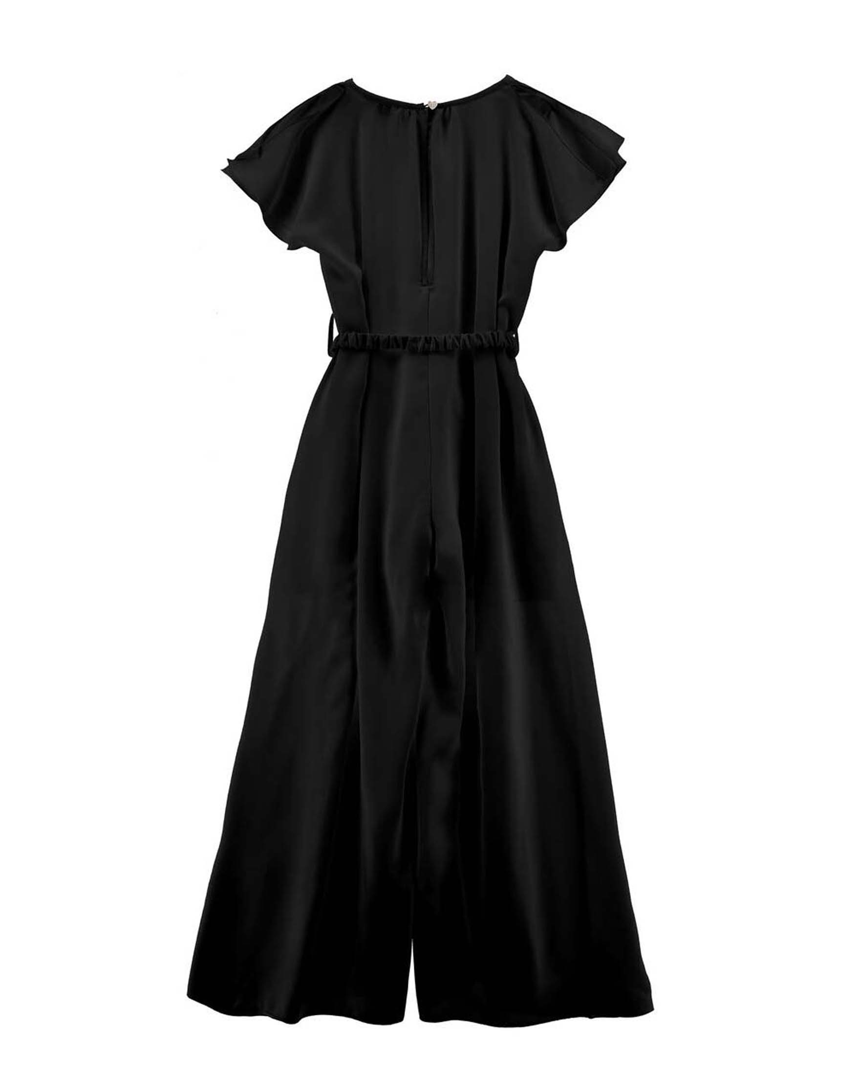 Abito tuta nero Monnalisa con cintura gioiello e pantalone a palazzo image