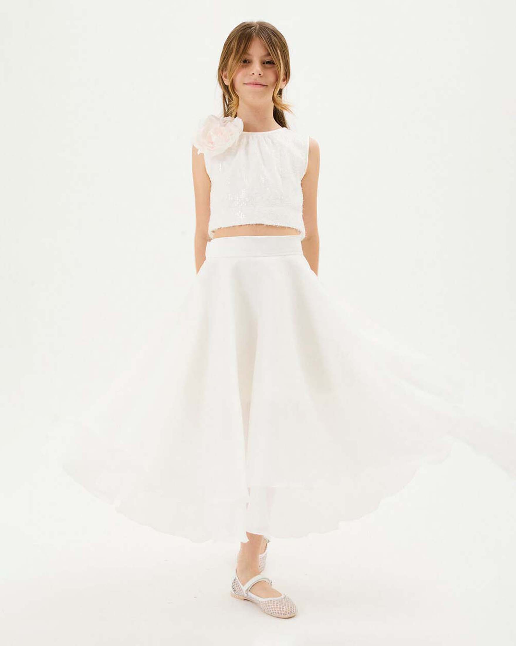 Completo Monnalisa bianco con top e gonna