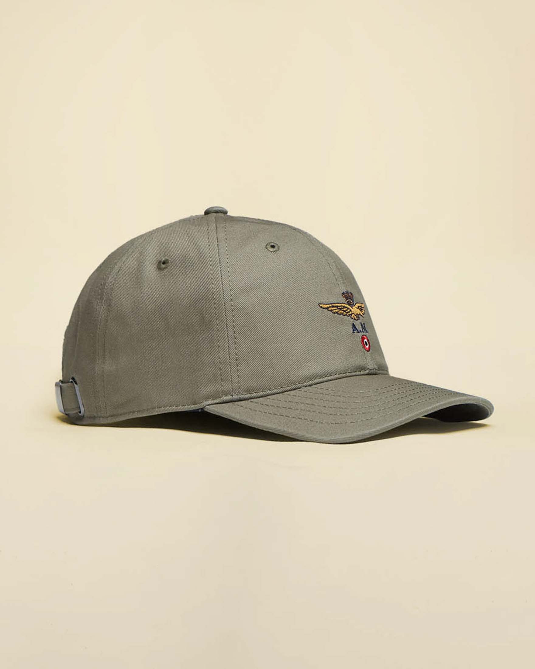 Berretto baseball Aeronautica Militare verde militare in cotone con logo aquila turrita