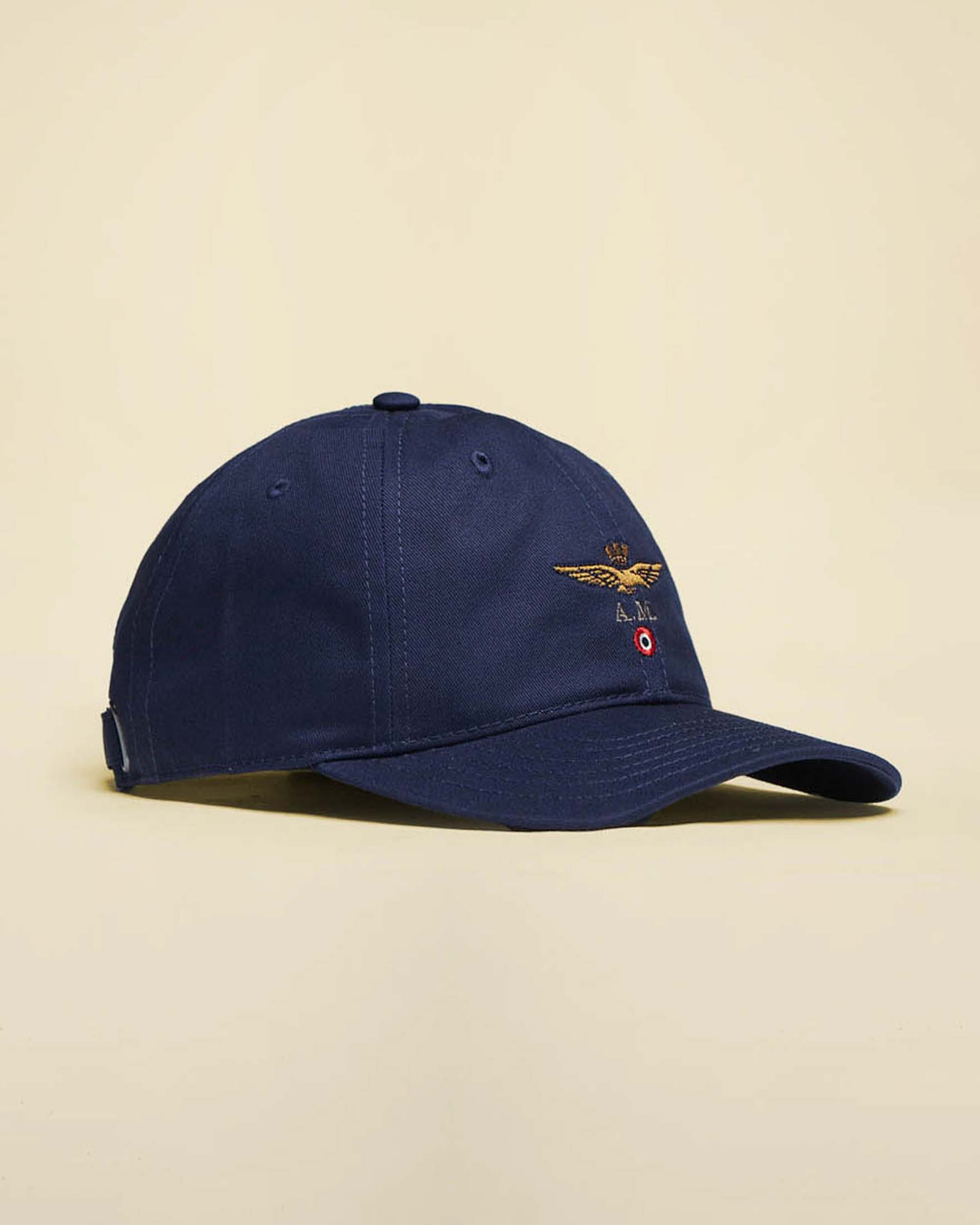Berretto baseball Aeronautica Militare blu in cotone con logo aquila turrita