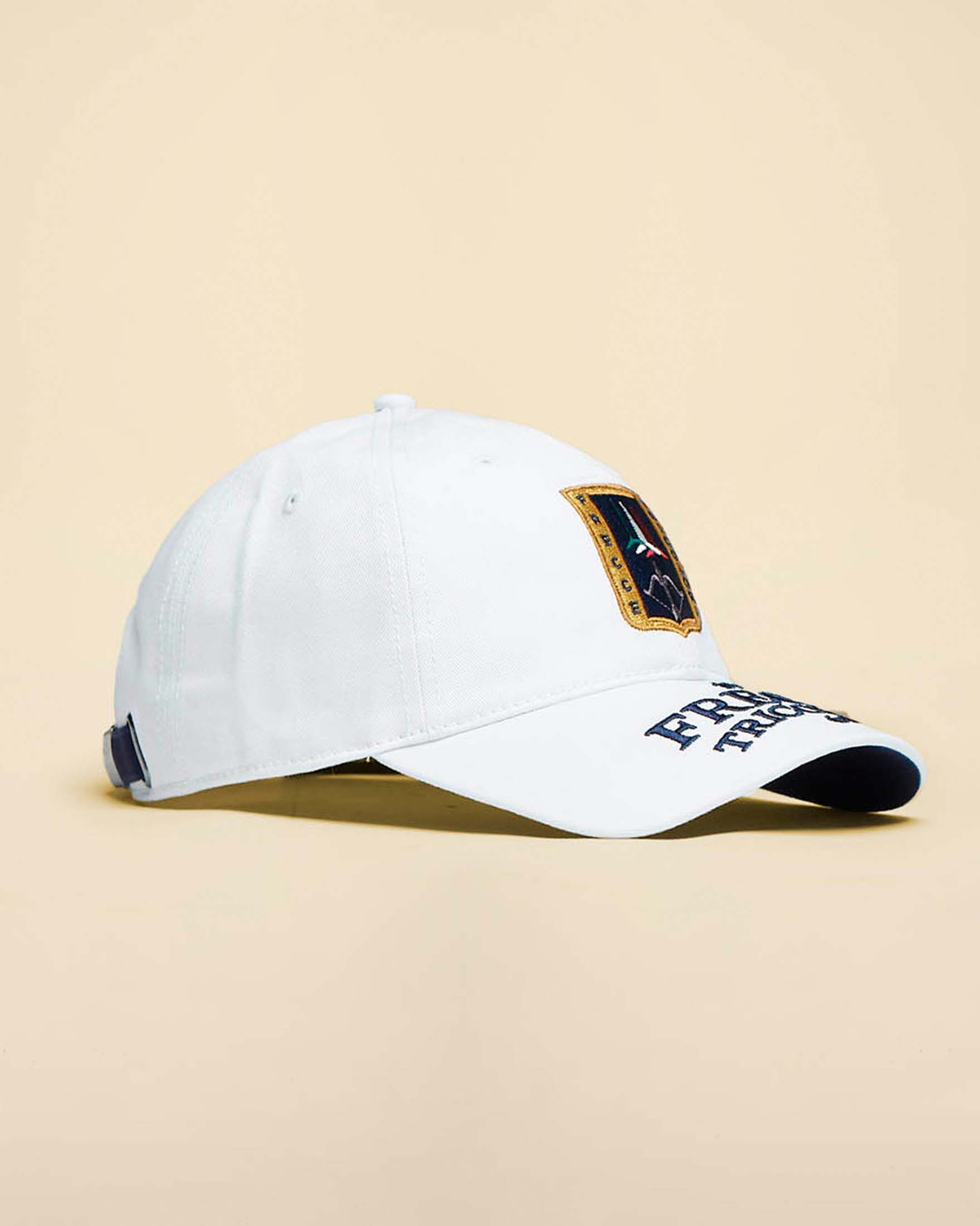 Berretto baseball Aeronautica Militare bianco in cotone con stemma Frecce Tricolori