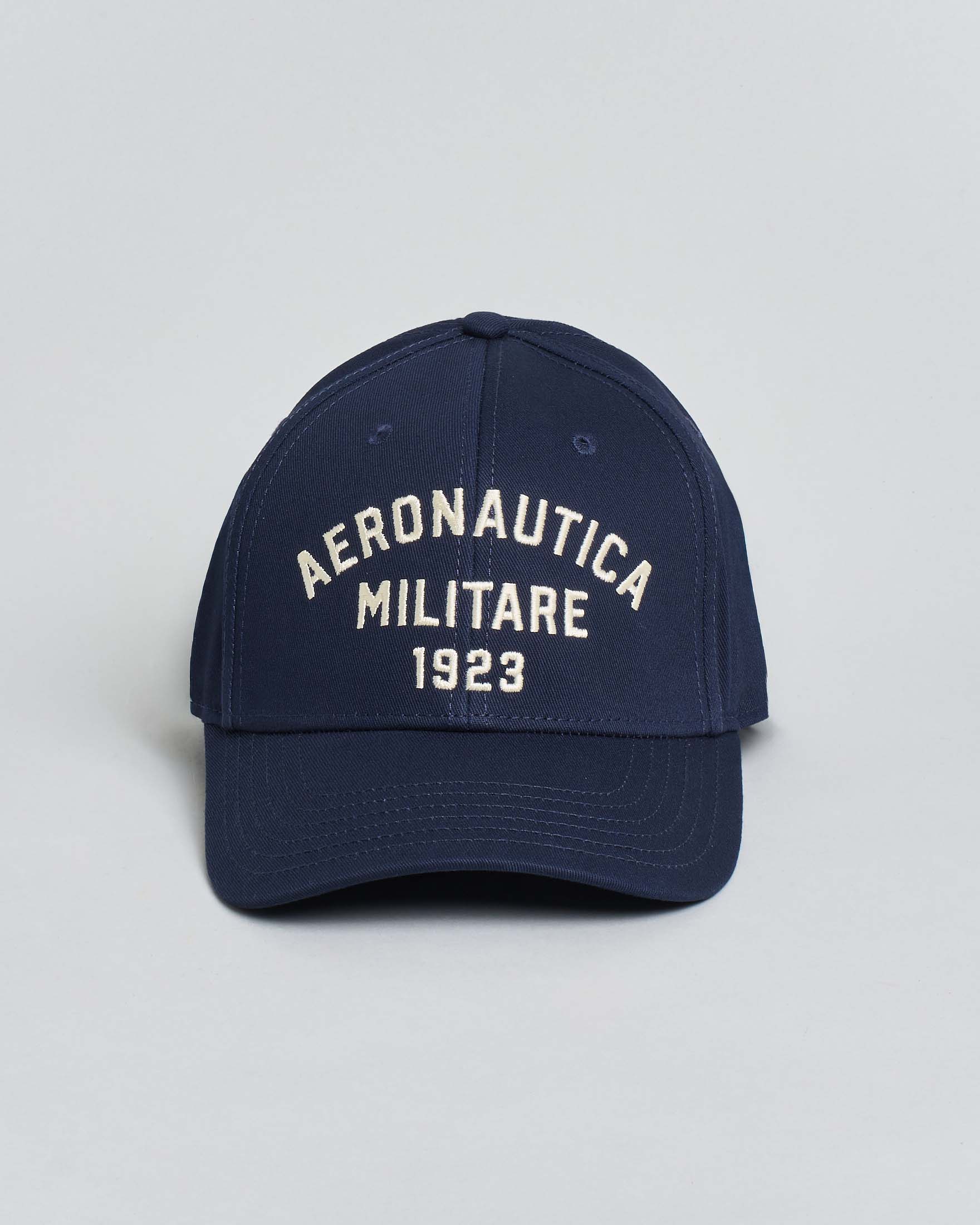 Berretto baseball Aeronautica Militare blu in cotone con logo scritta ricamato