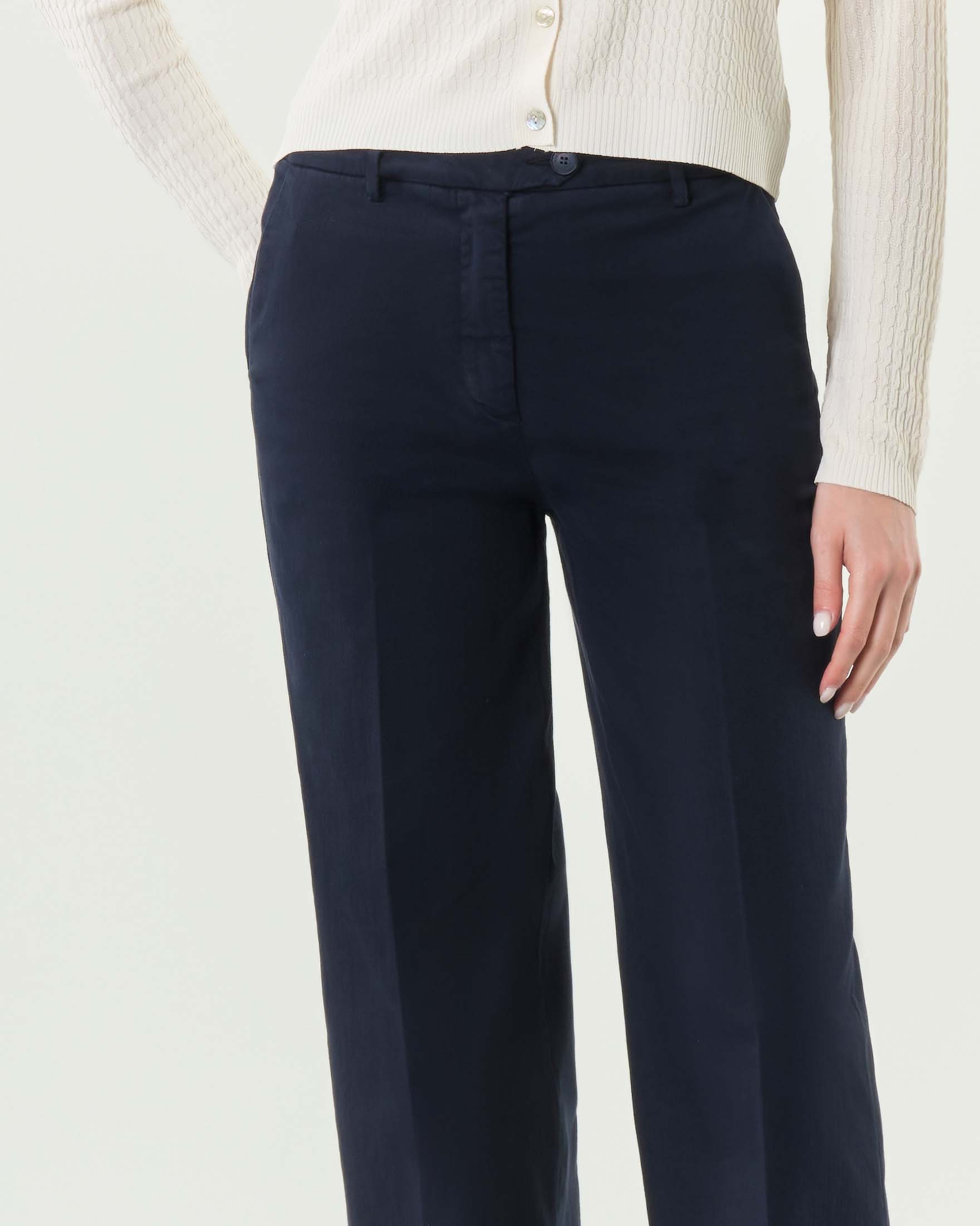 Pantalone a palazzo New York blu Bonheur in cotone stretch image