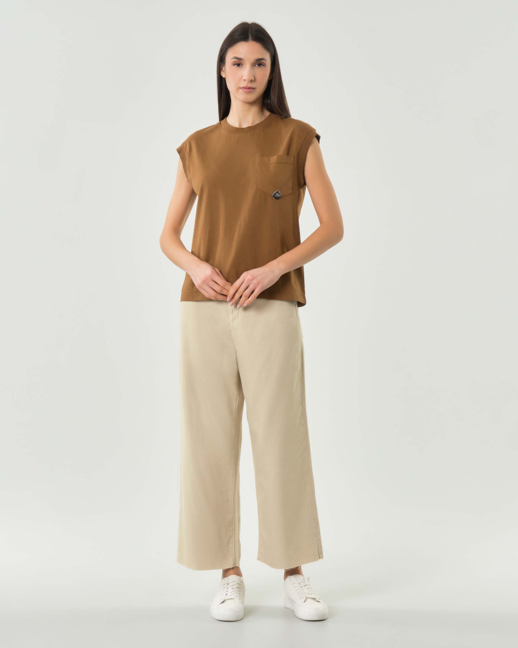 Jeans cropped wide leg color sabbia Roy Roger's Rita Light Bull