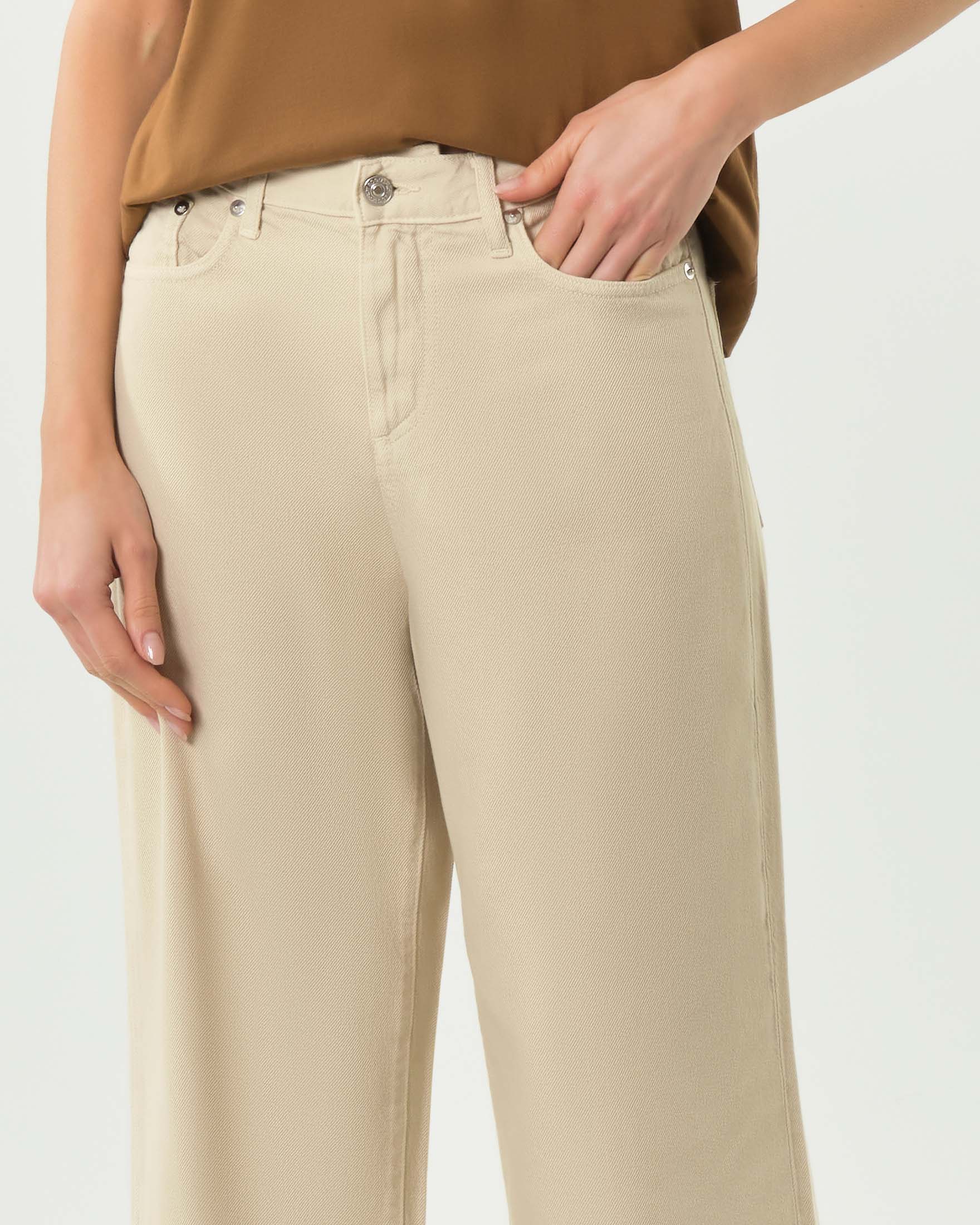 Jeans cropped wide leg color sabbia Roy Roger's Rita Light Bull image