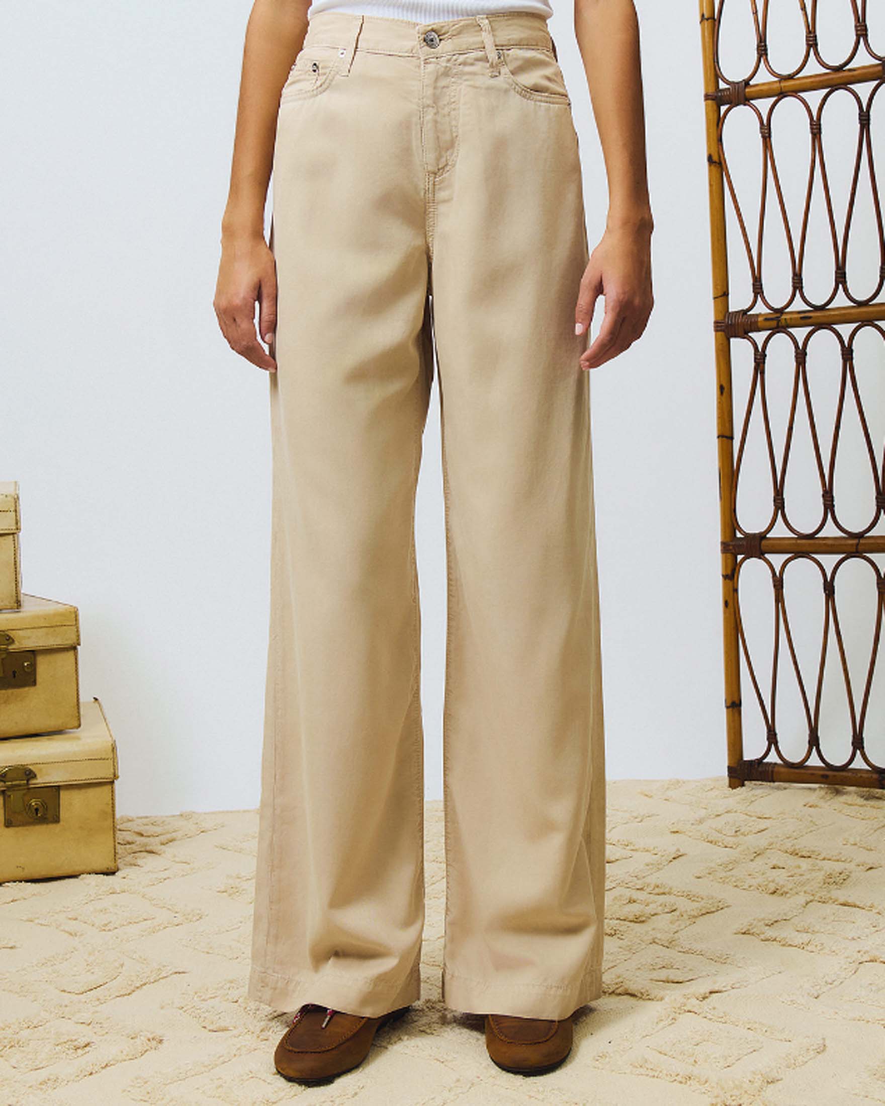 Jeans beige flare Roy Roger's Marta in tencel image