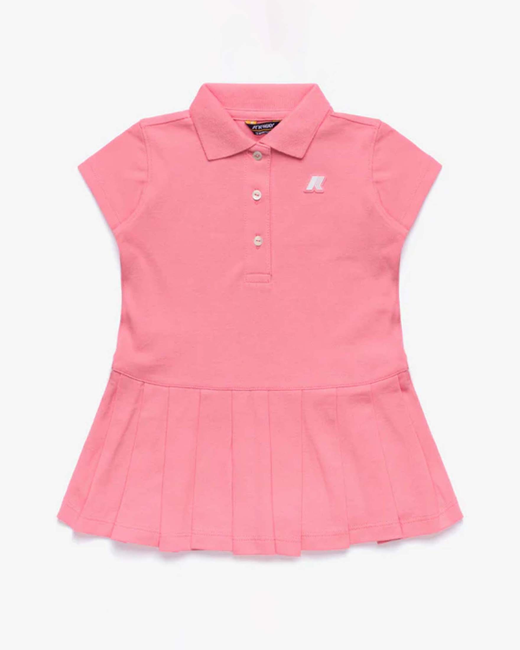Abito K-Way rosa in piquet cotone stratch fit and flare