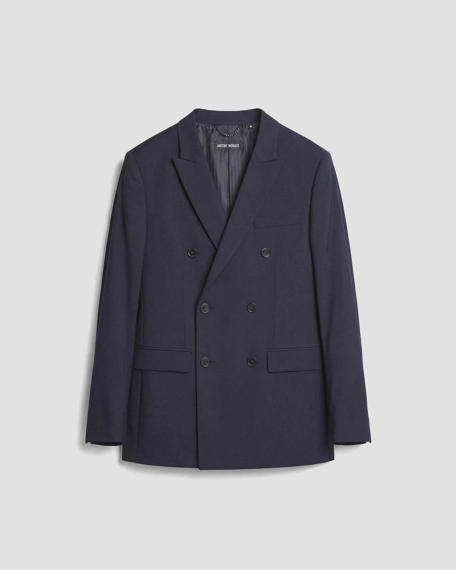 Blazer Antony Morato doppiopetto blu in misto viscosa elasticizzata