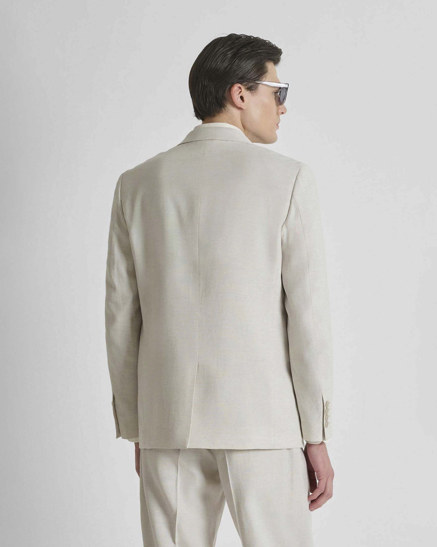 Blazer doppiopetto Antony Morato beige in misto viscosa e lino image