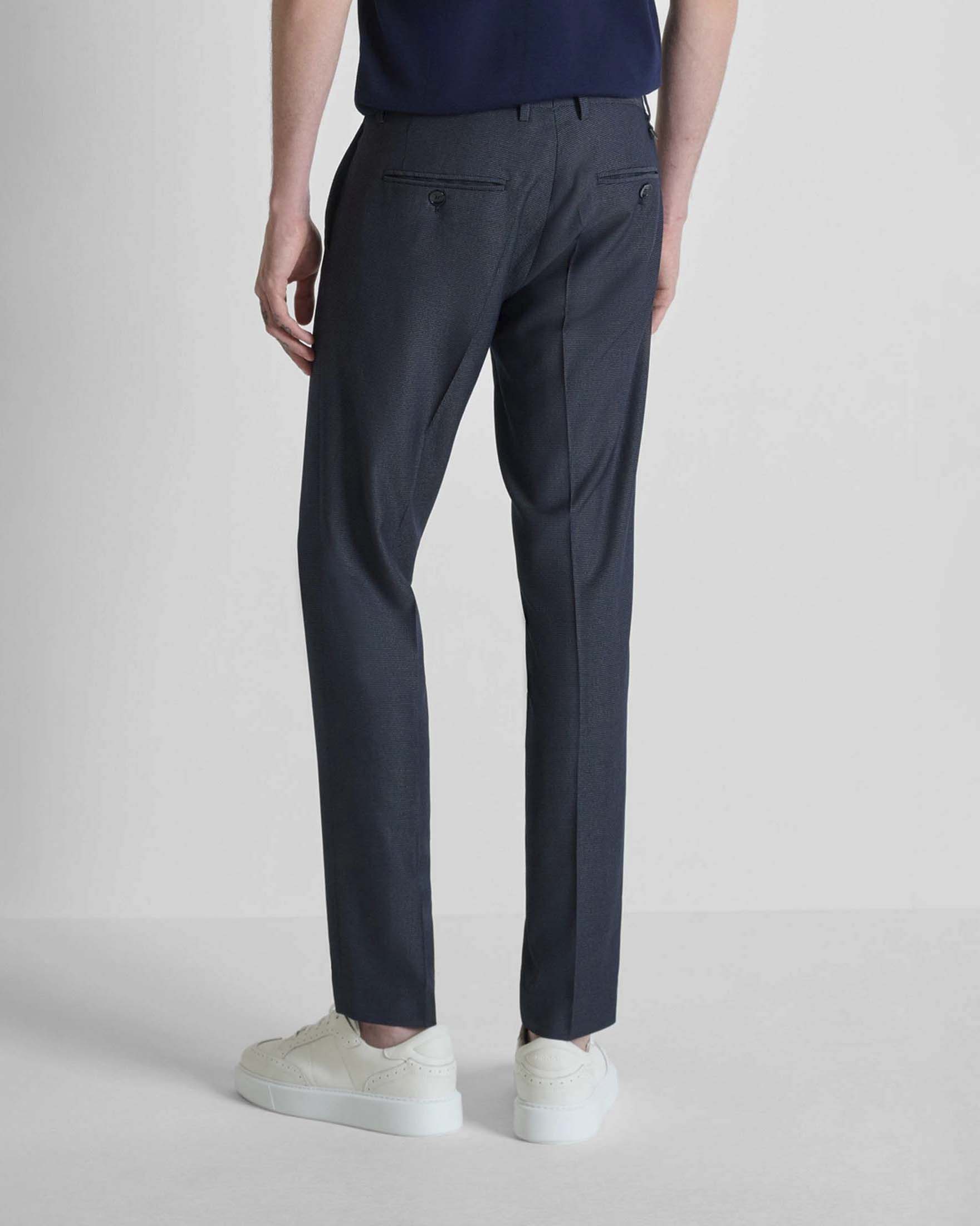 Pantaloni Antony Morato blu navy in misto viscosa con microfantasia image