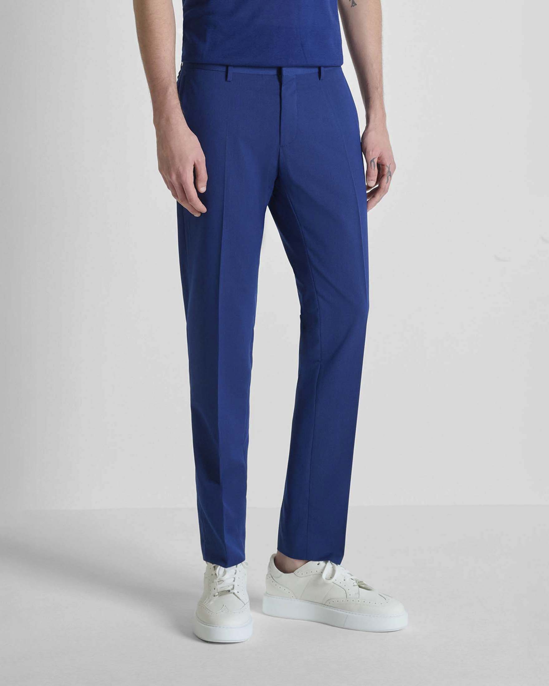 Pantaloni Antony Morato blu royal in misto viscosa con microfantasia