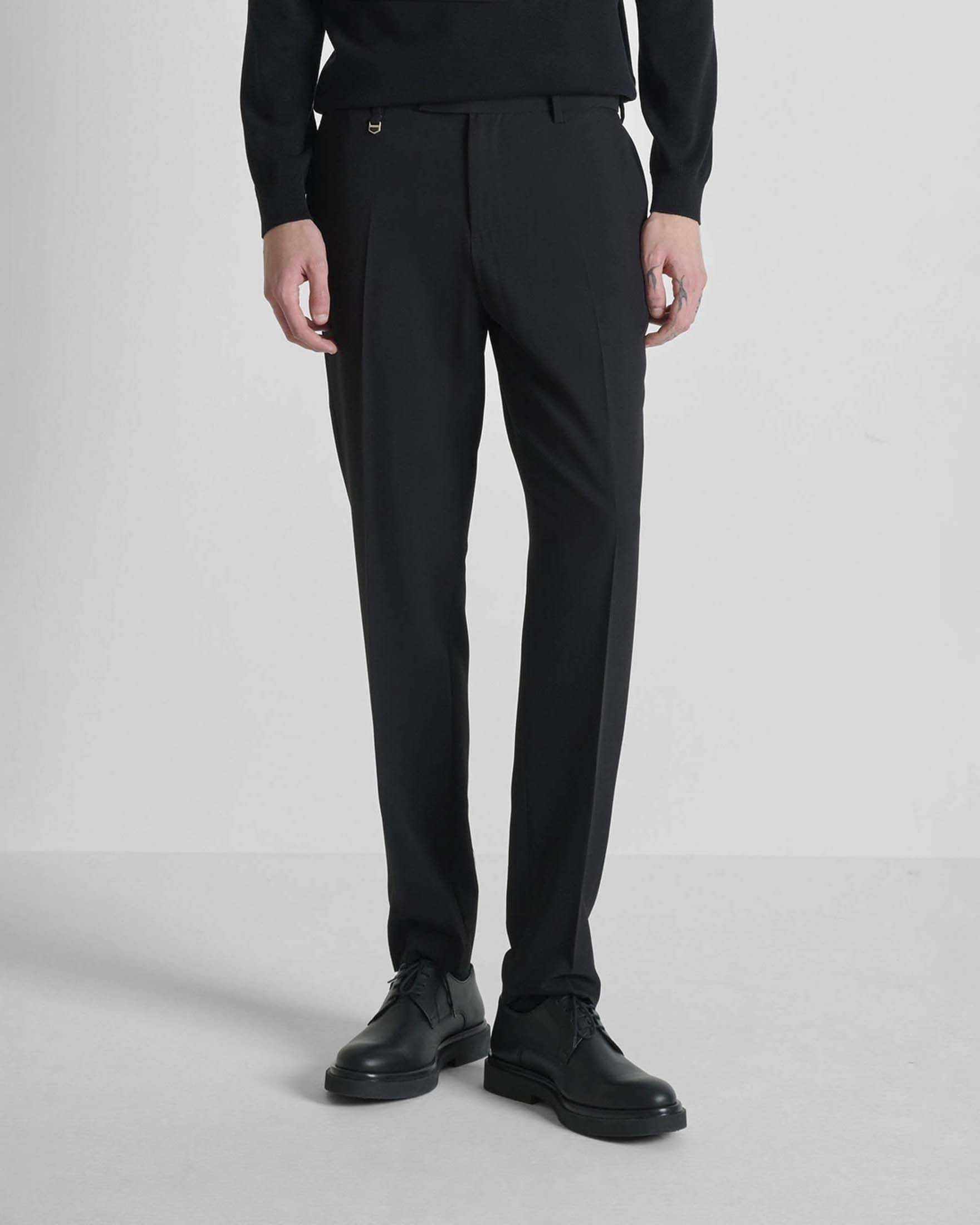 Pantaloni eleganti neri in misto viscosa elasticizzata
