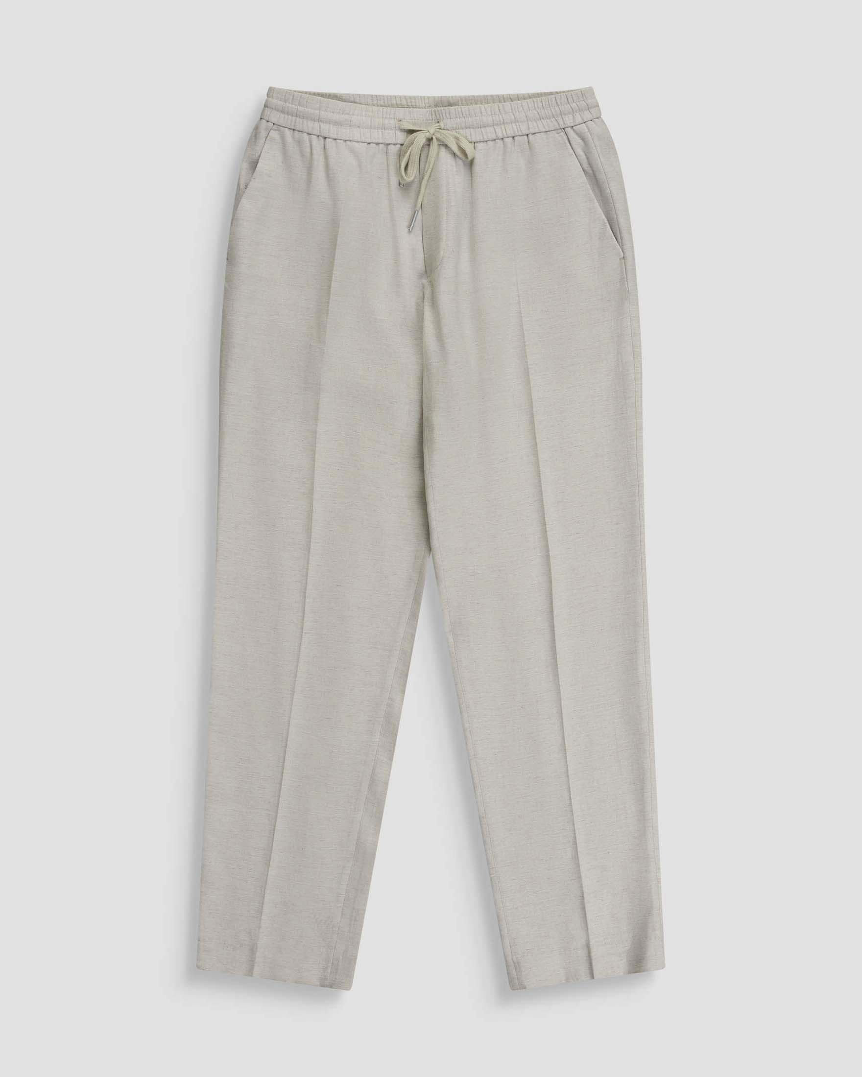 Pantalaccio beige in misto viscosa e lino con elastico in vita