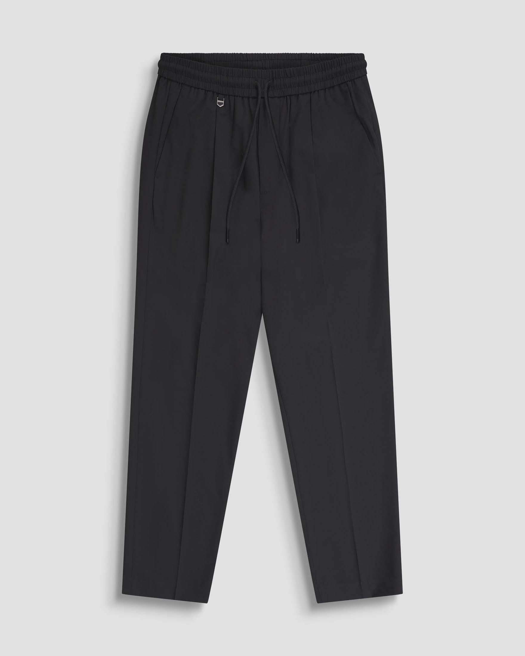 Pantaloni neri in misto viscosa con coulisse