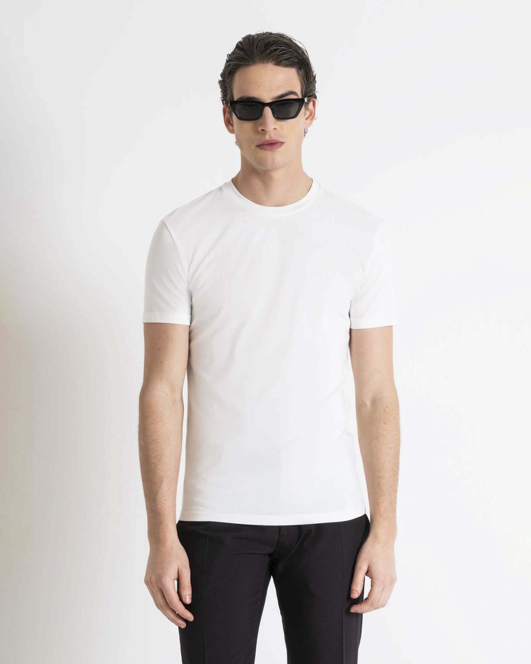 T-shirt bianca in cotone elasticizzato
