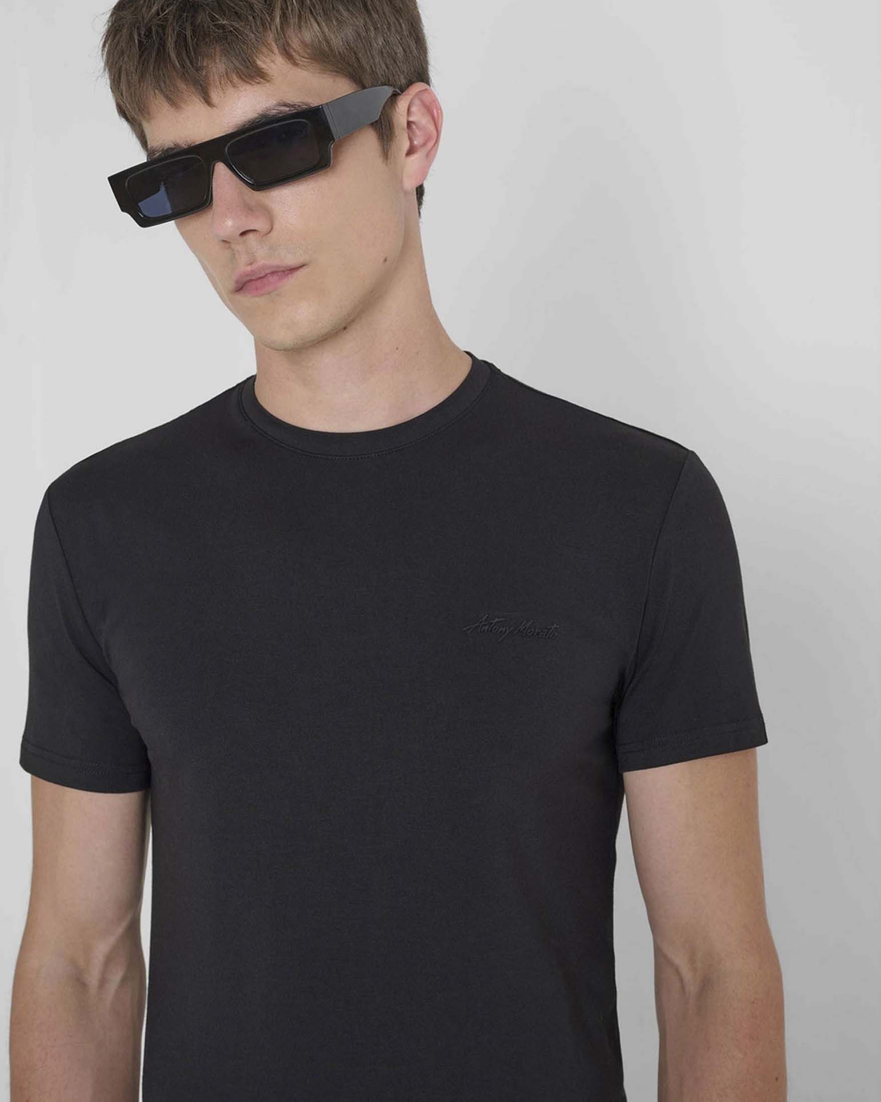 T-shirt Antony Morato nera in cotone elasticizzato image