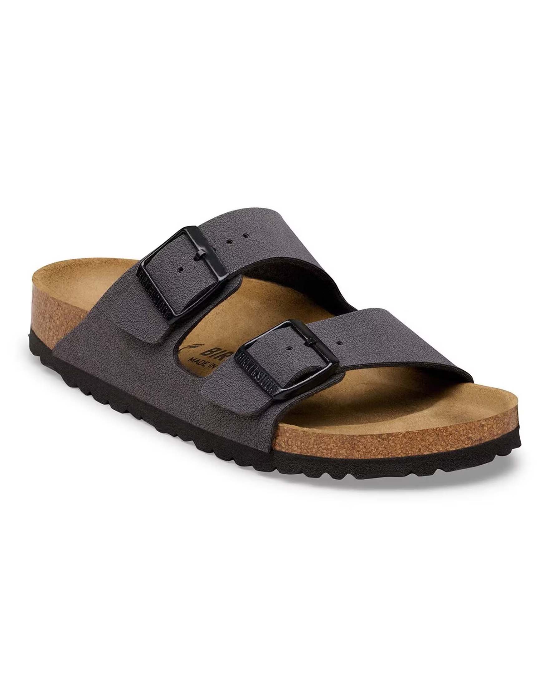 Sandalo Arizona in Birko-flor nabuck grigio antracite con doppia fascetta
