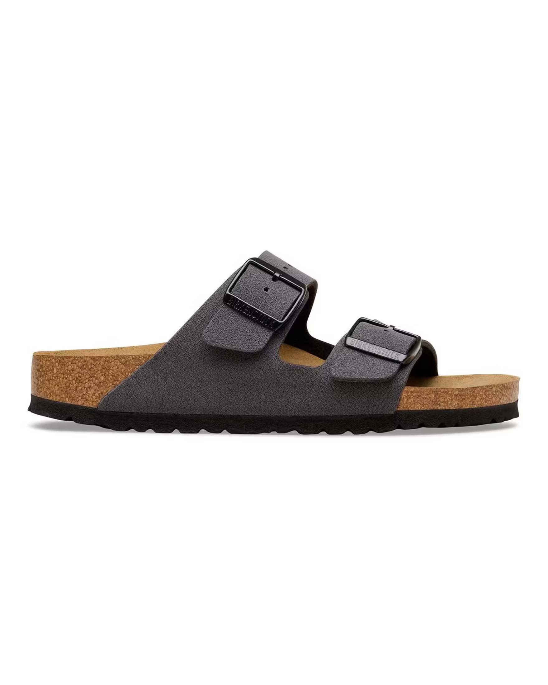 Sandalo Birkenstock Arizona in Birko-flor nabuck grigio antracite con doppia fascetta image