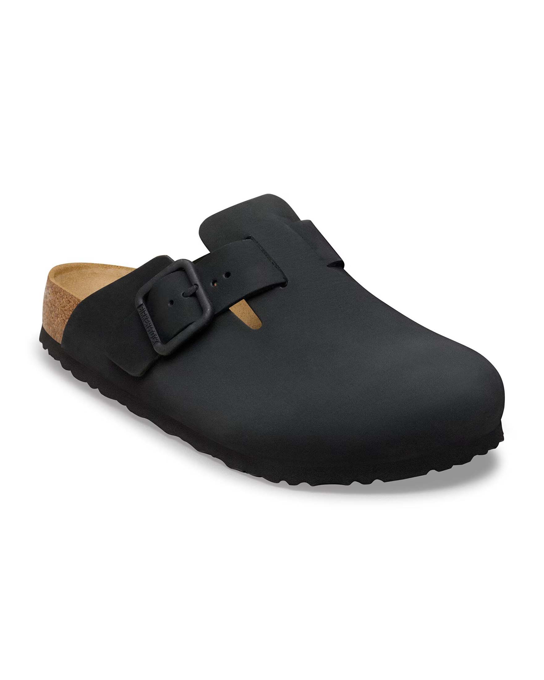 Sandalo Birkenstock Boston Wire Buckle nero in pelle nabuk