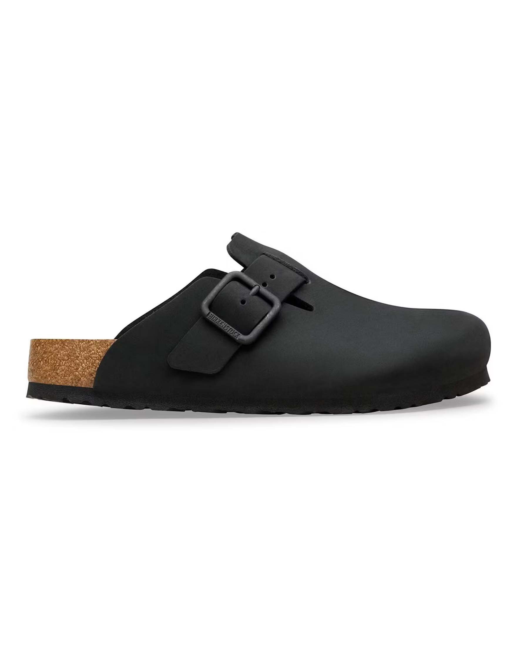 Sandalo Birkenstock Boston Wire Buckle nero in pelle nabuk image