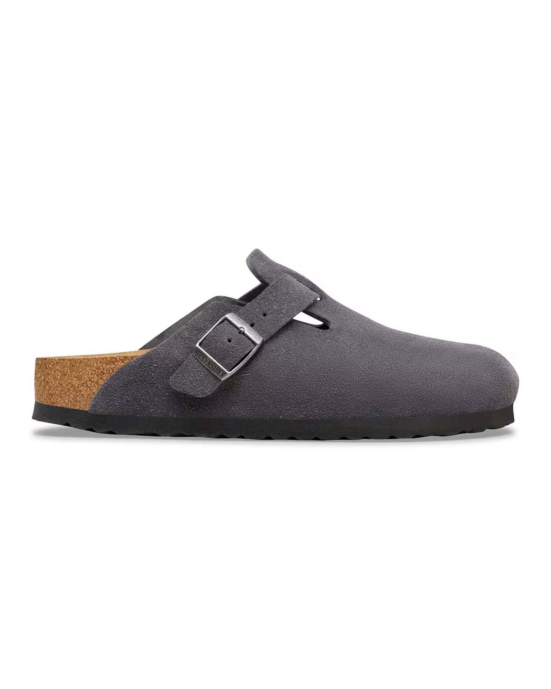 Sandalo Birkenstock Boston grigio antracite in pelle scamosciata image