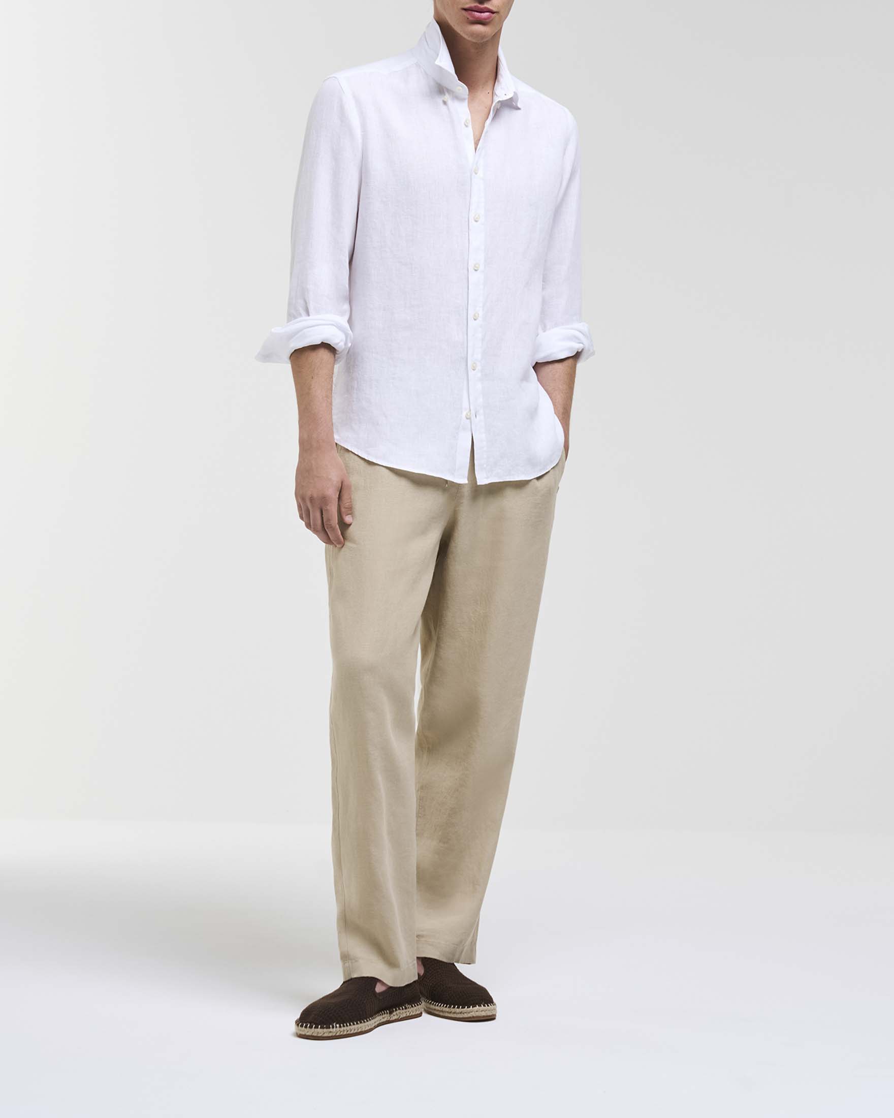 Camicia bianca Originals in puro lino con colletto button down