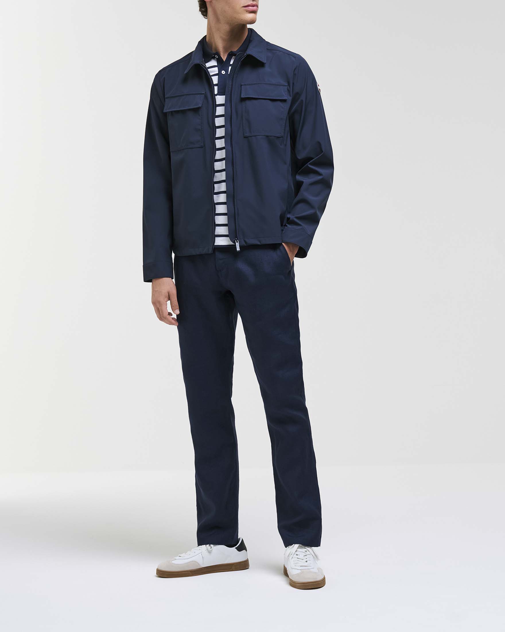 Giubbino blu Originals in softshell stretch impermeabile con collo a camicia