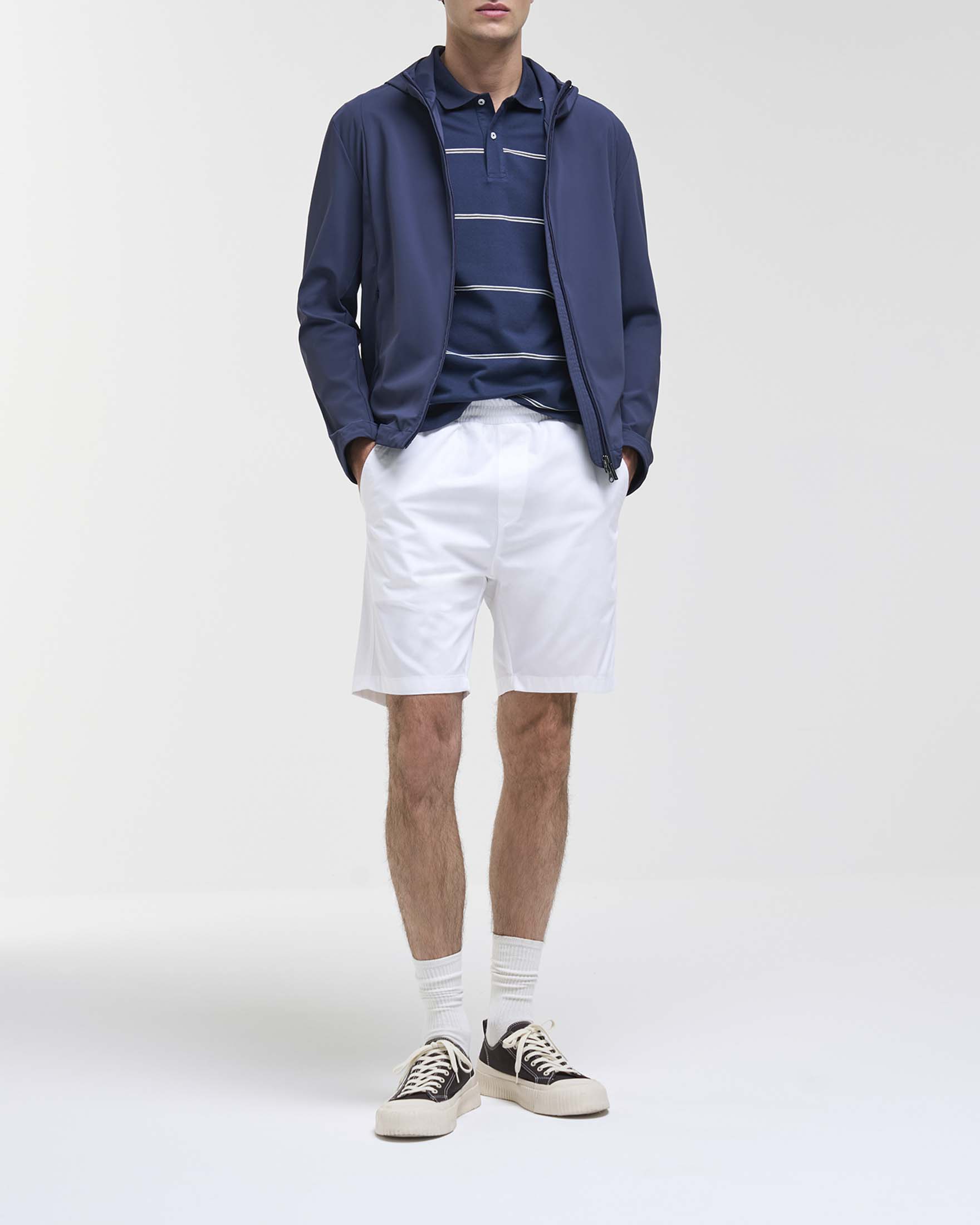 Giubbino Originals blu in tessuto stretch leggero con cappuccio