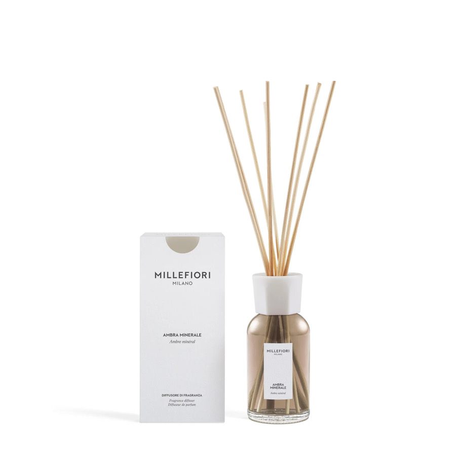 Diffusore di Fragranza a Stick 100 ml. Ambra Minerale Millefiori Milano