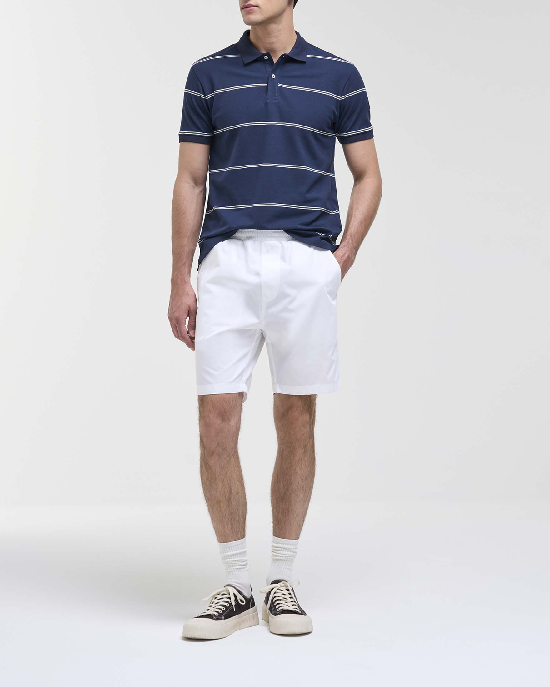 Polo mezza manica Colmar Originals blu a righe bianche in cotone stretch
