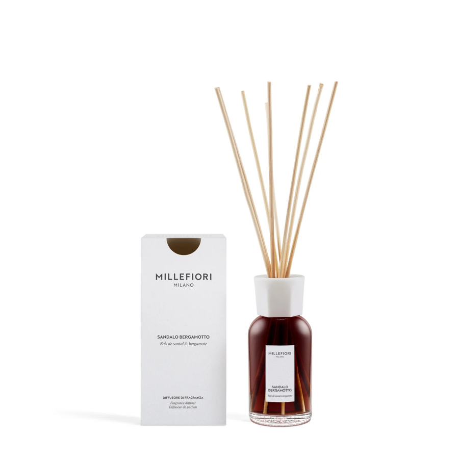 Diffusore di Fragranza a Stick 100 ml. Sandalo e Bergamotto Millefiori Milano