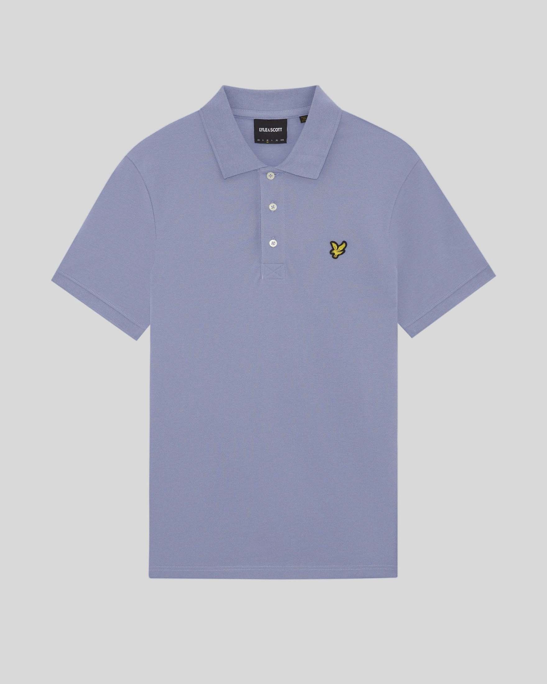 Polo Lyle & Scott lilla mezza manica in piqué di cotone stretch con logo aquila gialla ricamato sul petto