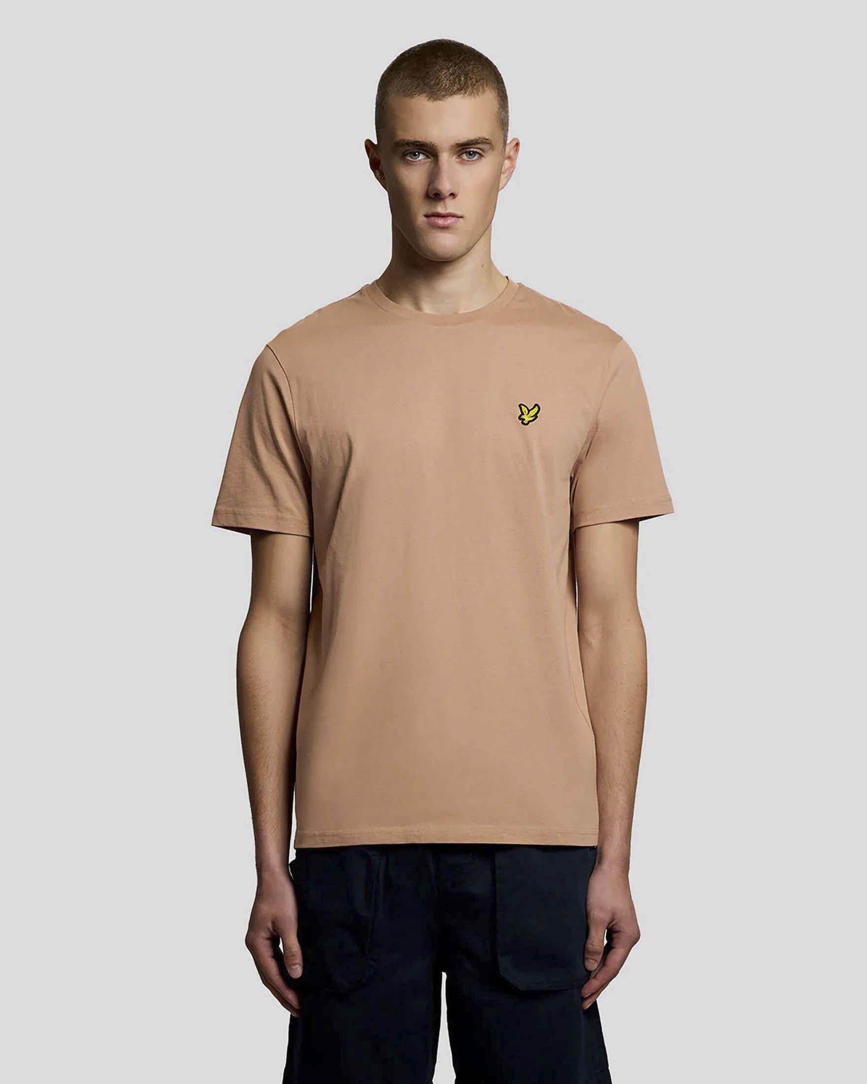 T-shirt Lyle & Scott mezza manica cipria in cotone con logo aquila gialla ricamata sul petto image