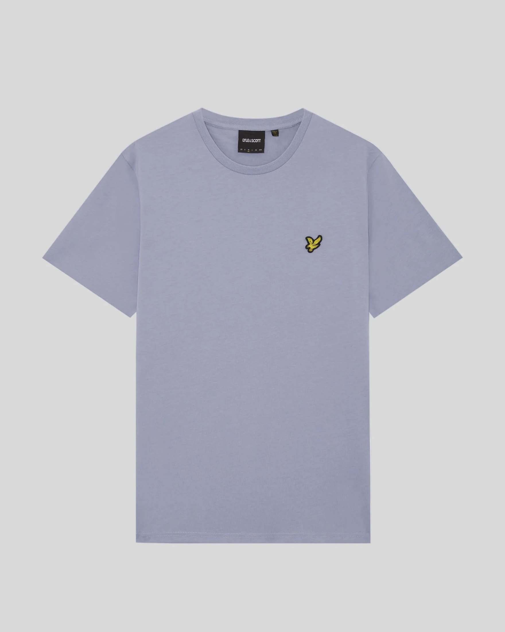 T-shirt Lyle & Scott mezza manica lilla in cotone con logo aquila gialla ricamata sul petto