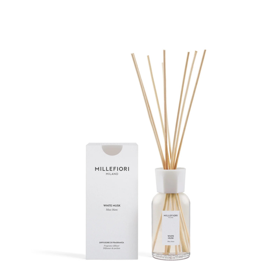 Diffusore di Fragranza a Stick 100 ml. Muschio Bianco Millefiori Milano