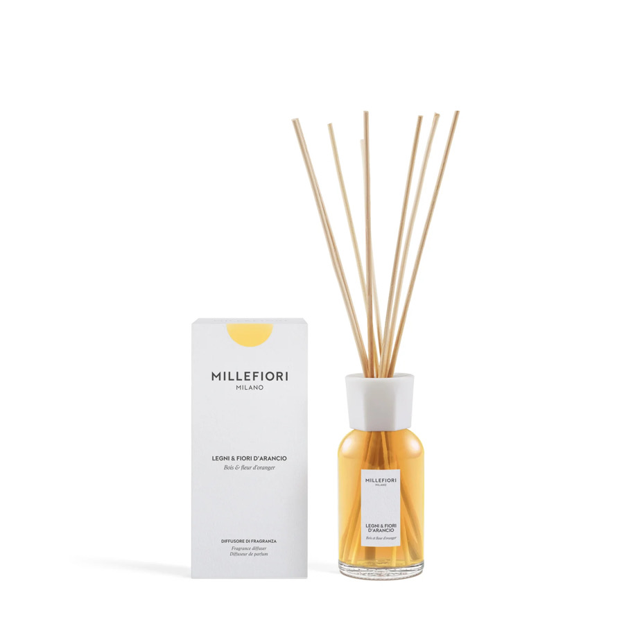 Diffusore di Fragranza a Stick 100 ml. Legni e Fiori d'Arancio Millefiori Milano